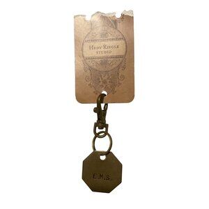 Hedy Riegle Studio E.M.S. Brass Keychain With Octagonal Tag & Clip